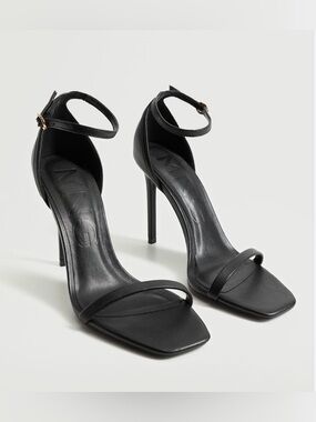 New! Mango Strappy Black Heeled Sandals 39(8)